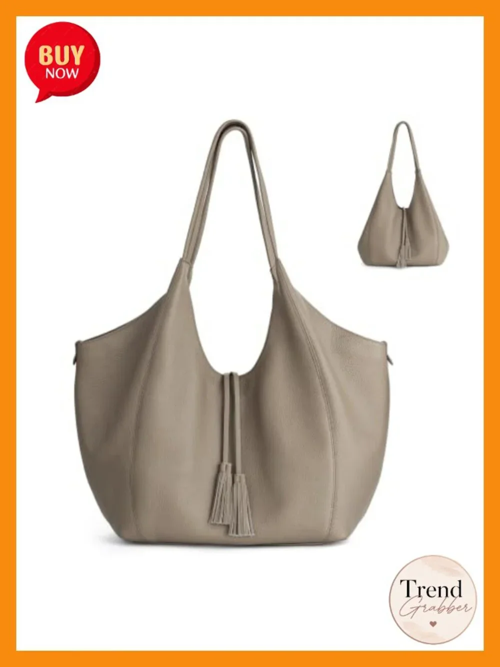 Genuine Leather Slouchy Tote Hobo Bag Convertible 2-in-1 Women's Handbag